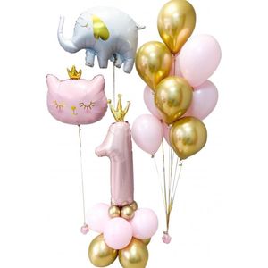 Eerste verjaardag ballonnen cakesmash set met dieren en diverse andere ballonnen - 1 - cakesmah - verjaardag