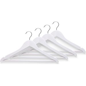 12x Witte kledinghangers met broekstang 44 cm - Zeller - Huis/wonen benodigdheden - Kledingkast - Kledinghangers voor volwassenen