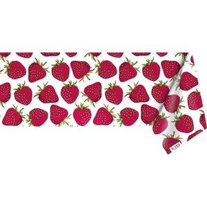 Raved Tafelzeil Aardbeien  140 cm x  270 cm - Rood - PVC - Afwasbaar