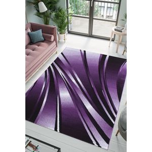 Flycarpets Jaden Modern Vloerkleed - Paars / Creme - 80x150 cm - Laagpolig Loper Tapijt