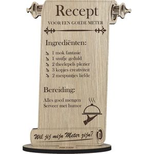 Recept meter - houten wenskaart - kaart om iemand als peettante te vragen - gepersonaliseerd