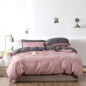 Beddengoed, 200 x 220 cm, roze-grijs, microvezel, omkeerbaar beddengoedset, effen, dekbedovertrek, 200 x 220 cm, met ritssluiting en 2 kussenslopen van 80 x 80 cm