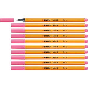 STABILO point 88 - Premium Fineliner - Fine 0,4 mm – Licht Roze – Doos 10 stuks