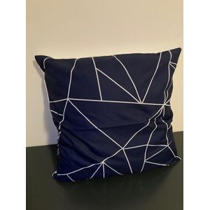 Kussenhoes Dark Blue-White - Donkerblauw-Wit - Sierkussen - 45x45 cm