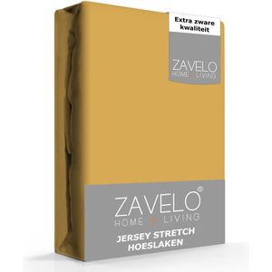 Zavelo® Jersey Hoeslaken Okergeel - Lits-jumeaux (160x200 cm) - Hoogwaardige Kwaliteit - Rondom Elastisch - Perfecte Pasvorm