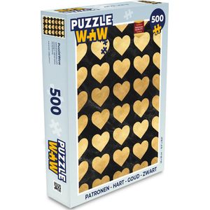 Puzzel Patronen - Hart - Goud - Zwart - Legpuzzel - Puzzel 500 stukjes