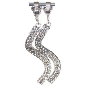 Clip Oorbellen - Oorclips - Party - Chique - Bruiloft - Glitters - Kronkel - Verzilverd - Hangers - MNQ bijoux