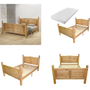 vidaXL Bed met matras Mexicaans grenenhout Corona-stijl 160x200 cm - Bed - Bedden - Bedframe - Bedframes