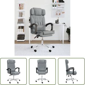 The Living Store Kantoorstoel massage verstelbaar stof lichtgrijs - Kantoorstoel - Bureaustoel - Massage Functie - Ergonomische Stoel - Comfortabele Stoel