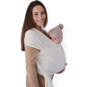 Mushie - Baby wikkeldoek - Baby Wrap Carrier - Ivory - Baby Draagdoek Gebroken Wit