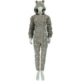 Apollo - Onesie dames - Leopard onesie - Grijs - Maat L/XL - Onesie volwassenen - - Onesie volwasssenen vrouwen pyama