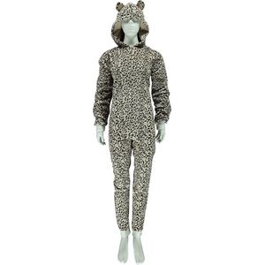 Apollo - Onesie dames - Leopard onesie - Grijs - Maat L/XL - Onesie volwassenen - Onesie volwasssenen vrouwen pyama