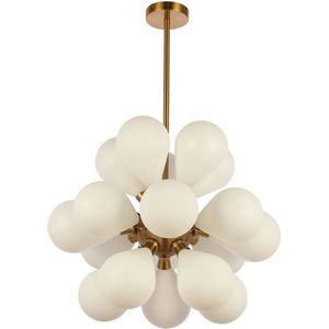 Hanglamp Ellen Gold Frosted White Glass.