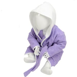 ARTG® Babiezz - Baby Badjas met Capuchon -  Lavendel - Wit  - Maat  80-92