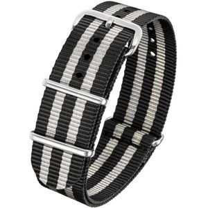 Horlogeband Nato Strap - Zwart Grijs/James Bond Nato - 22mm