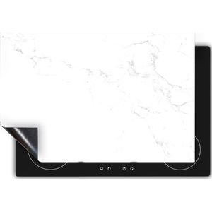 Chefcare Inductie Beschermer Abstracte Kunst - Witte Marmer met Bruin en Grijs - Zwart Wit - 59x51 cm - Afdekplaat Inductie - Kookplaat Beschermer - Inductie Mat