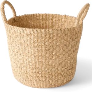 WinQ! - Mand Abaca Handvat Off white - 29x33cm - Plantenmand- decoratie mand- Wasmanden - duurzaam en sterk