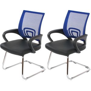 Cosmo Casa Set van 2 Ancona Vergaderstoelen - Bezoekersstoelen - Kunstleer - Blauw