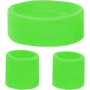 80s and 90s Neon Sweatband Set with Bracelets and Headband Costume Accessory for Men and Women.