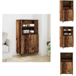 vidaXL Hoge Kast - Hoge Kasten - Kast - Opbergkast - Hoge kast 60x36x110 cm bewerkt hout oud houtkleurig