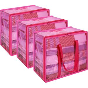 3-delige kledingopbergtas met versterkt handvat Opvouwbare onderbedopbergdoos Vinyl Organizer voor dekbed 40L