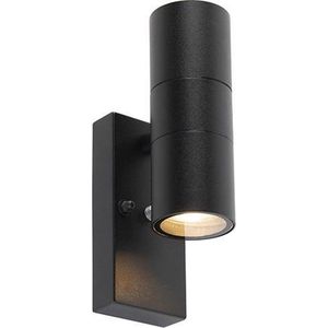 QAZQA duo - Moderne Wandlamp Up Down voor buiten - 2 lichts - D 11 cm - Zwart - Buitenverlichting