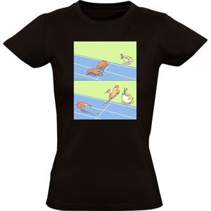 Krab en kreeft Dames T-shirt - hardlopen - startschot - snel - schrikken - schelpdieren - grappig