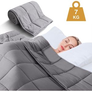 LuxerLiving - Verzwaringsdeken 7kg 150 x 200cm - Zwaartedeken - Weighted Blanket - Verzwaarde Deken - Grijs