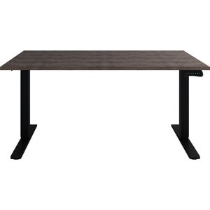 Zit sta Bureau  Verstelbaar bureau  160 x 80  Logan eiken  Zwart onderstel - 2 motoren-- blad- onderstel- x80