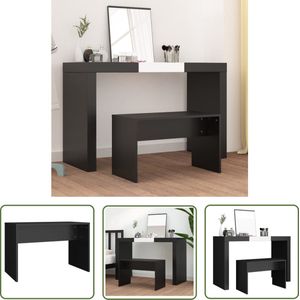 The Living Store Kaptafelkruk 70x35x45 cm bewerkt hout zwart - Kaptafelkruk - Kaptafelstoel - Toilettafeltje - Stoel - Meubels