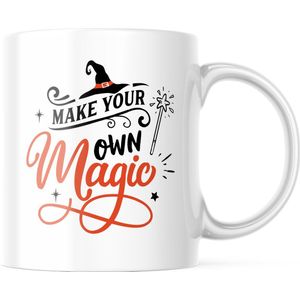 Halloween Mok met tekst: Make your own magic | Halloween Decoratie | Grappige Cadeaus | Grappige mok | Koffiemok | Koffiebeker | Theemok | Theebeker