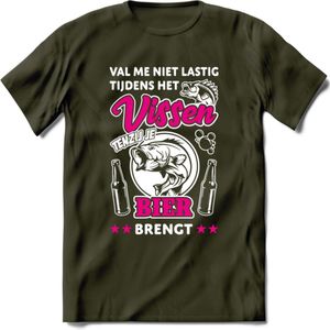 Val Me Niet Lastig Tijdens Het Vissen T-Shirt | Roze | Grappig Verjaardag Vis Hobby Cadeau Shirt | Dames - Heren - Unisex | Tshirt Hengelsport Kleding Kado - Leger Groen - XXL