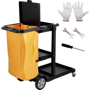 Schoonmaakwagen - 3 Compartimenten - PVC Zak - Hotelwagen