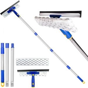 Telescopische raamwisserset 2-in-1 met 150 cm lange handgreep voor hoge ramen