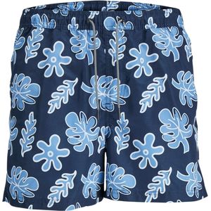 Jack & Jones Heren Zwemshorts JPSTFIJI AOP Donkerblauw Bladeren Print - Maat S