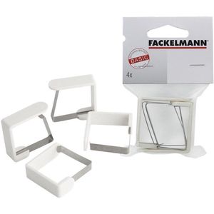 Fackelmann Tafelkleed Klemmen 4 Stuks 45 mm RVS/Wit