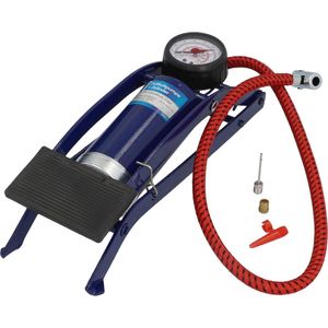 Enkele cilinder voetpomp voor auto en fiets - met adapter en manometer tot 7 bar