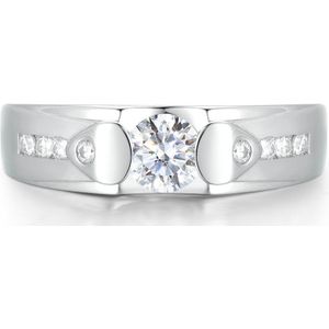 Onyx - 14k Witgouden Heren Moissanite Ring met Zijstenen