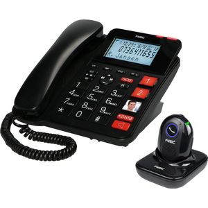 Fysic FX3960 - Vaste telefoon met antwoordapparaat en draadloze SOS paniekknop, zwart