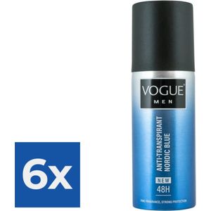 VOGUE Men Nordic Blue Anti-Transpirant Deodorant Spray 150 ML - Voordeelverpakking 6 stuks