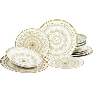 Serviesset Mandala Gold - wit | 12-delig bordenset