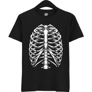 Spooky Scary Ribcage - Halloween Ribbenkast Dames / Heren Unisex T-shirt - Grappig Kostuum Shirt Idee Voor Volwassenen - T-Shirt - Unisex - Zwart - Maat M