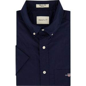 Gant casual overhemd korte mouw donkerblauw