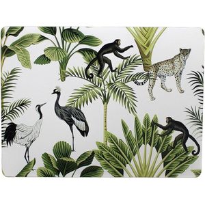 2x stuks rechthoekige placemats jungle print wit kurk 30 x 40 cm - Placemats/onderleggers - Tafeldecoratie