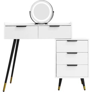 Kaptafel zonder stoelen Kaptafel Slaapkamermeubilair Kaptafel Witte zijkasten Spiegel Kaptafel Multifunctionele Woonkamertafel Wit