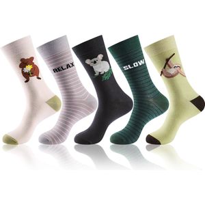 Monfoot - Grappige sokken - Vrolijke Kleurrijke Warme Dieren Sokken - Unisex - 5 Paar - Maat 39/43 - Dieren Patroon - Perfect Cadeau