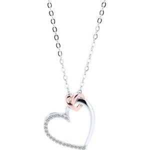 Fate Jewellery FJ448 Ketting - Eternal Love Collection - Double Heart - 925 Zilver - Hartje - 45cm + 5cm