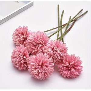 Kunstbloem set 6 stuks stengel Chrysant Roze