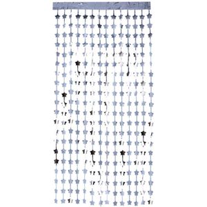Smiffys - Star Foil Curtain Backdrop Feestdecoratie - Zilverkleurig