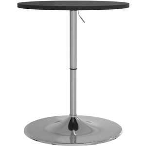 The Living Store Bartafel 60x60x90 cm bewerkt hout en verchroomd staal zwart - Bartafel - Keukenbar - Eetkamerstoel - Inox - Metalen